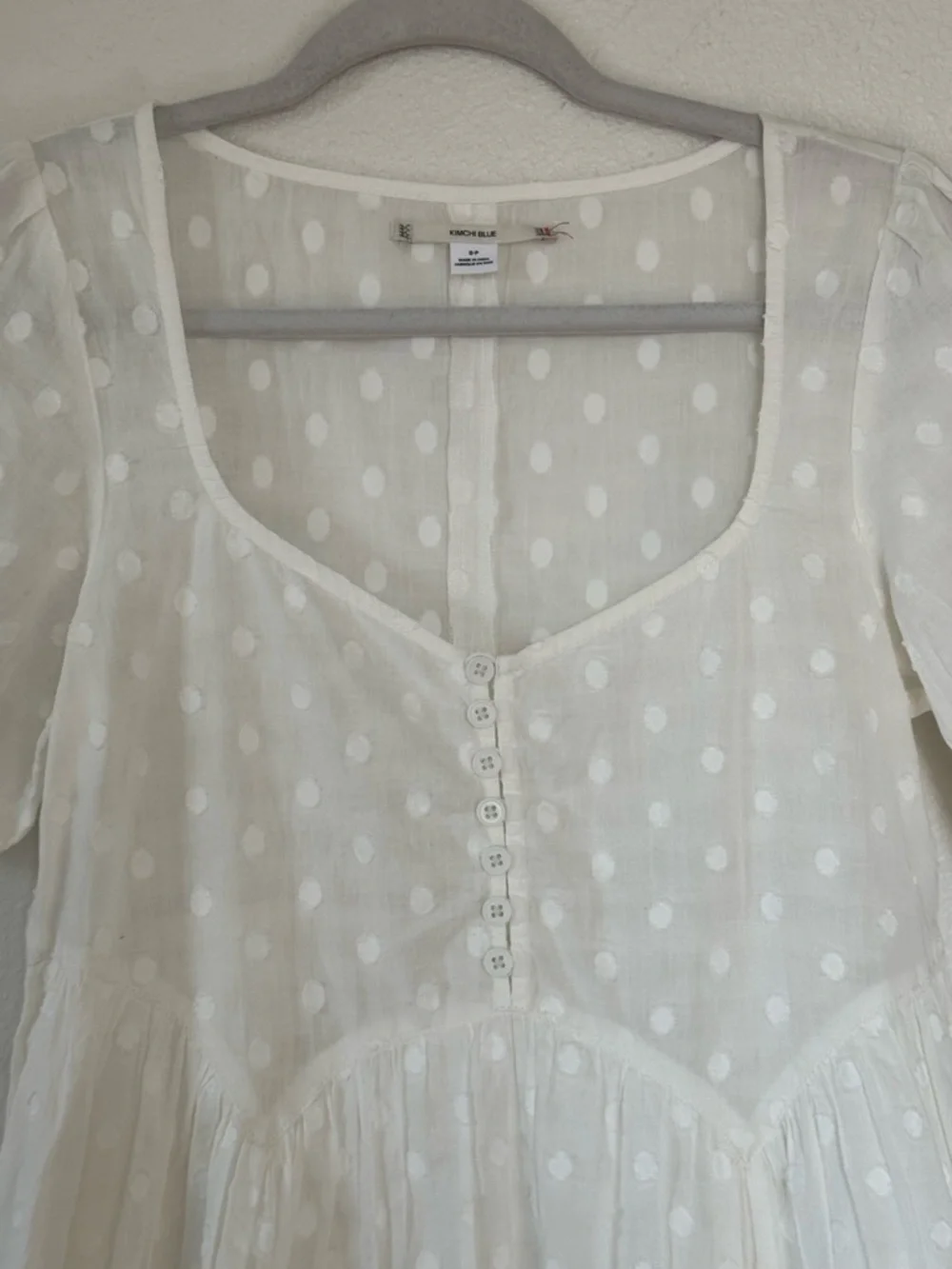 Kimchi Blue White Polka Dot Babydoll Mini Dress Puff Sleeve Urban Outfitters S - Picture 3 of 10